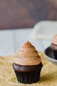 chocolate swiss meringue buttercream on chocolate cupake