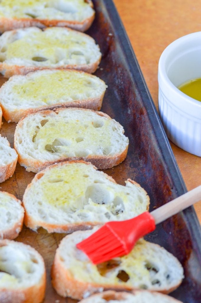 Sliced Baguette olive oil for Crostini