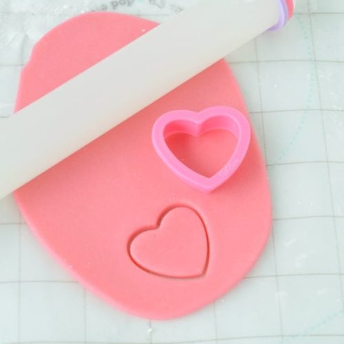 pink marzipan with heart cookie cutters