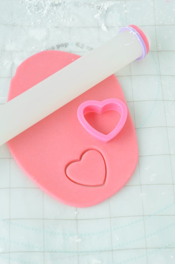 pink marzipan with heart cookie cutters