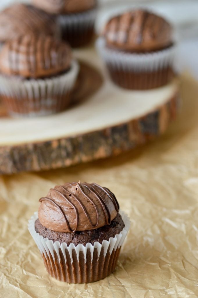 Chocolate American Buttercream Frosting on cupcpakes