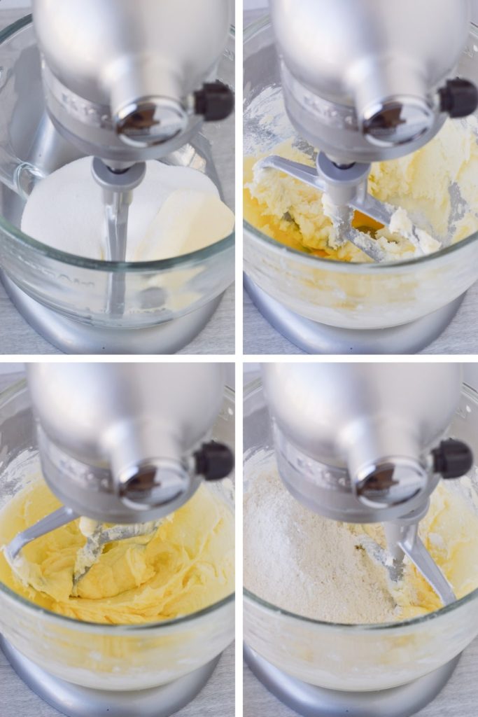 process of making sugar cookies - dough in standing mixer