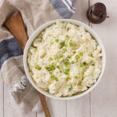 potato salad in large bowl far away