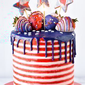 4th of july with cake sparkler topper