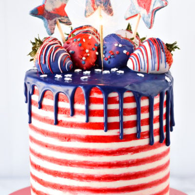 4th of july with cake sparkler topper