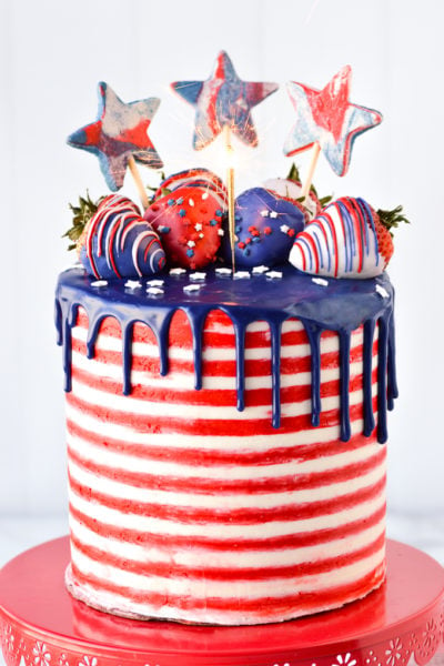 4th of july with cake sparkler topper