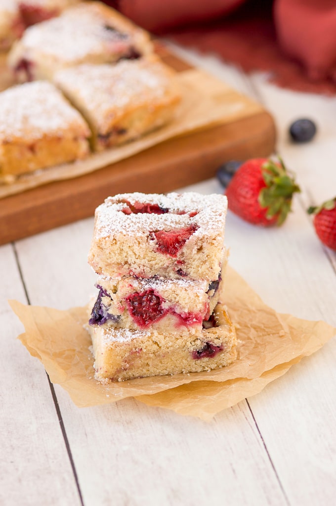 stack of 3 berry cookie bars