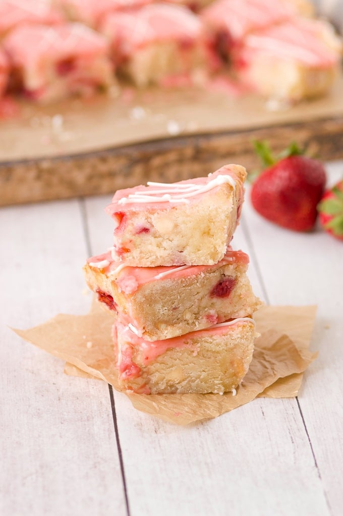 three blondies stacked up close