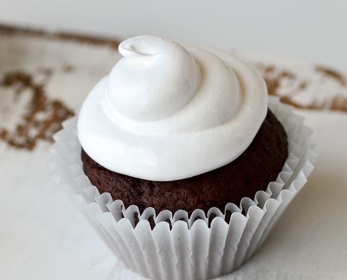marshmallow frosting on cupcake