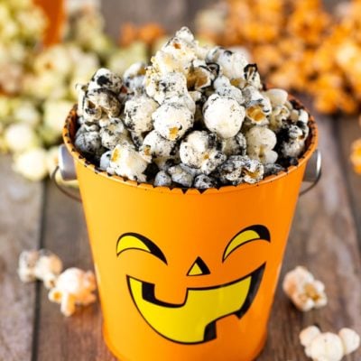 halloween popcorn with activated charcoal up close