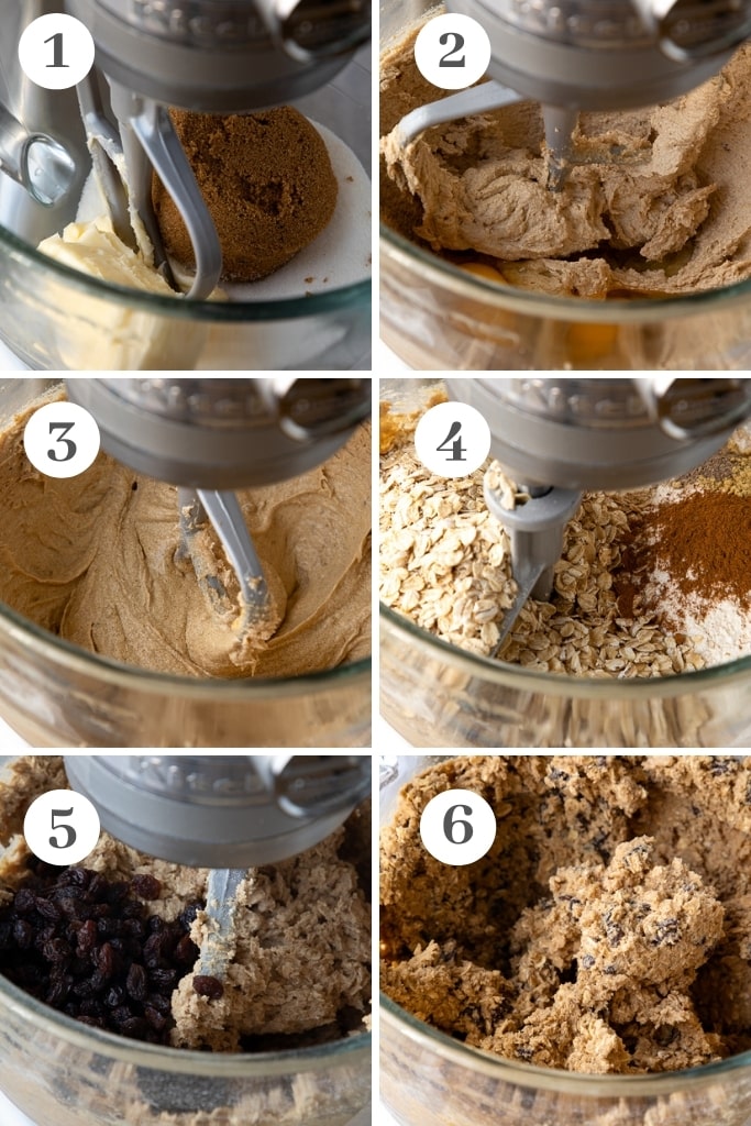 process of making an oatmeal raisin cookies