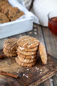 oatmeal raising cookies with glaze up stacked