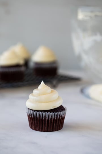 cream cheese frosting on cupcake