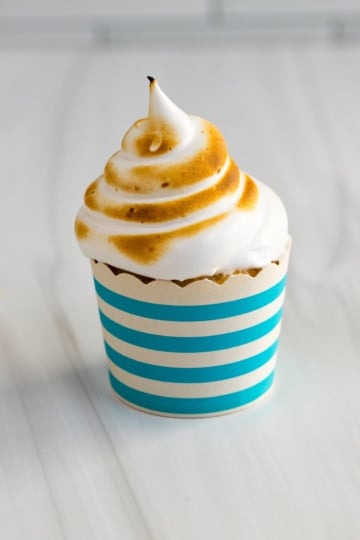 toasted marshmallow frosting on cupcake