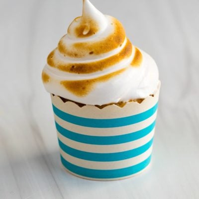 toasted marshmallow frosting on cupcake