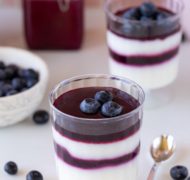 blueberry coulis layered with panna cotta