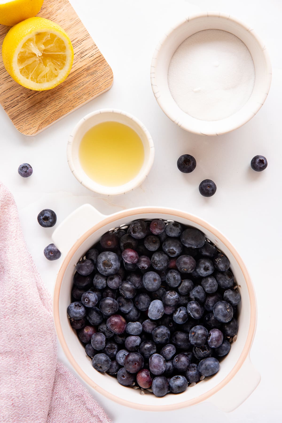 blueberries, lemon juice, and sugar. 