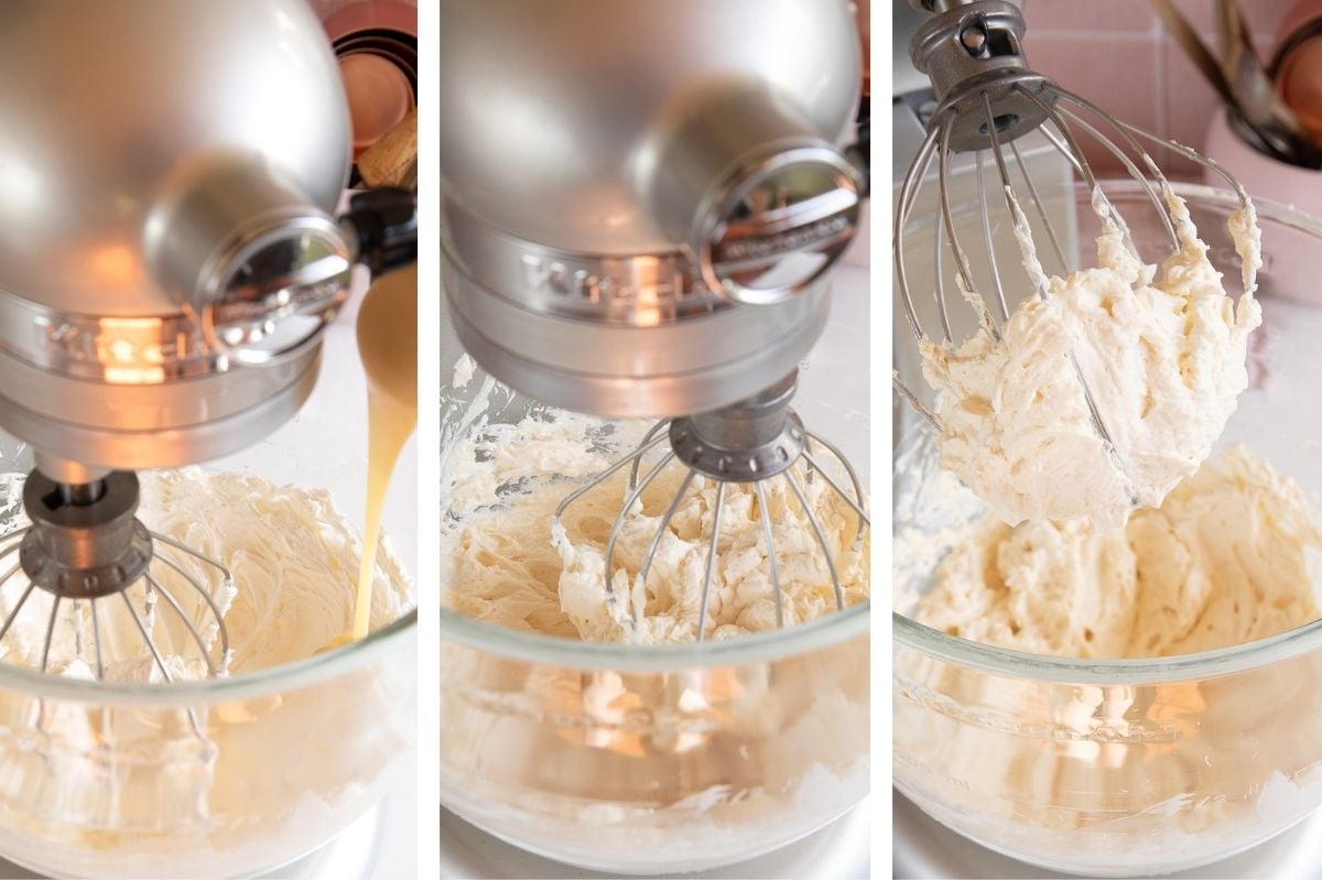 making sweetened condensed milk buttercream frosting.