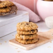 stack of oatmeal walnut chocolate chip cookies