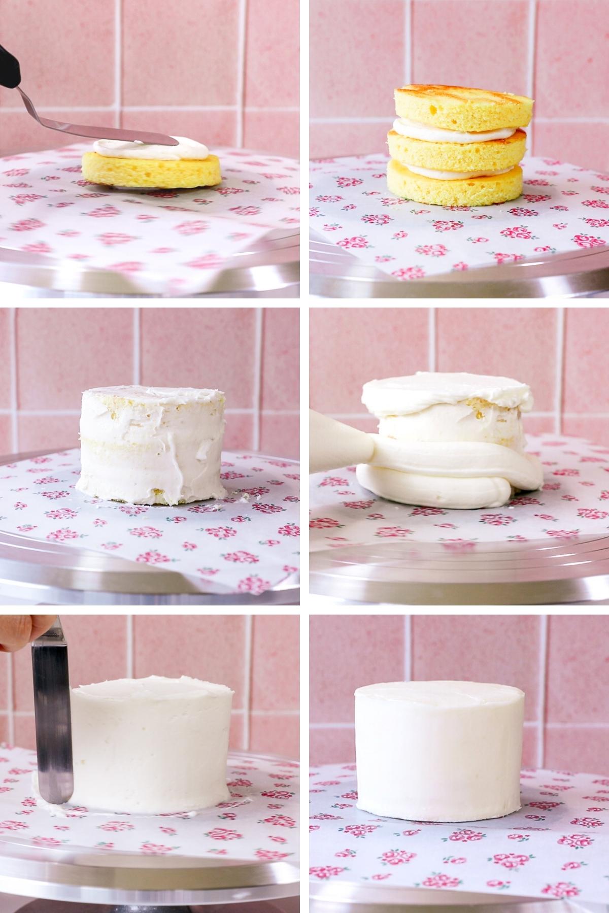 process of frosting a mini layer cake