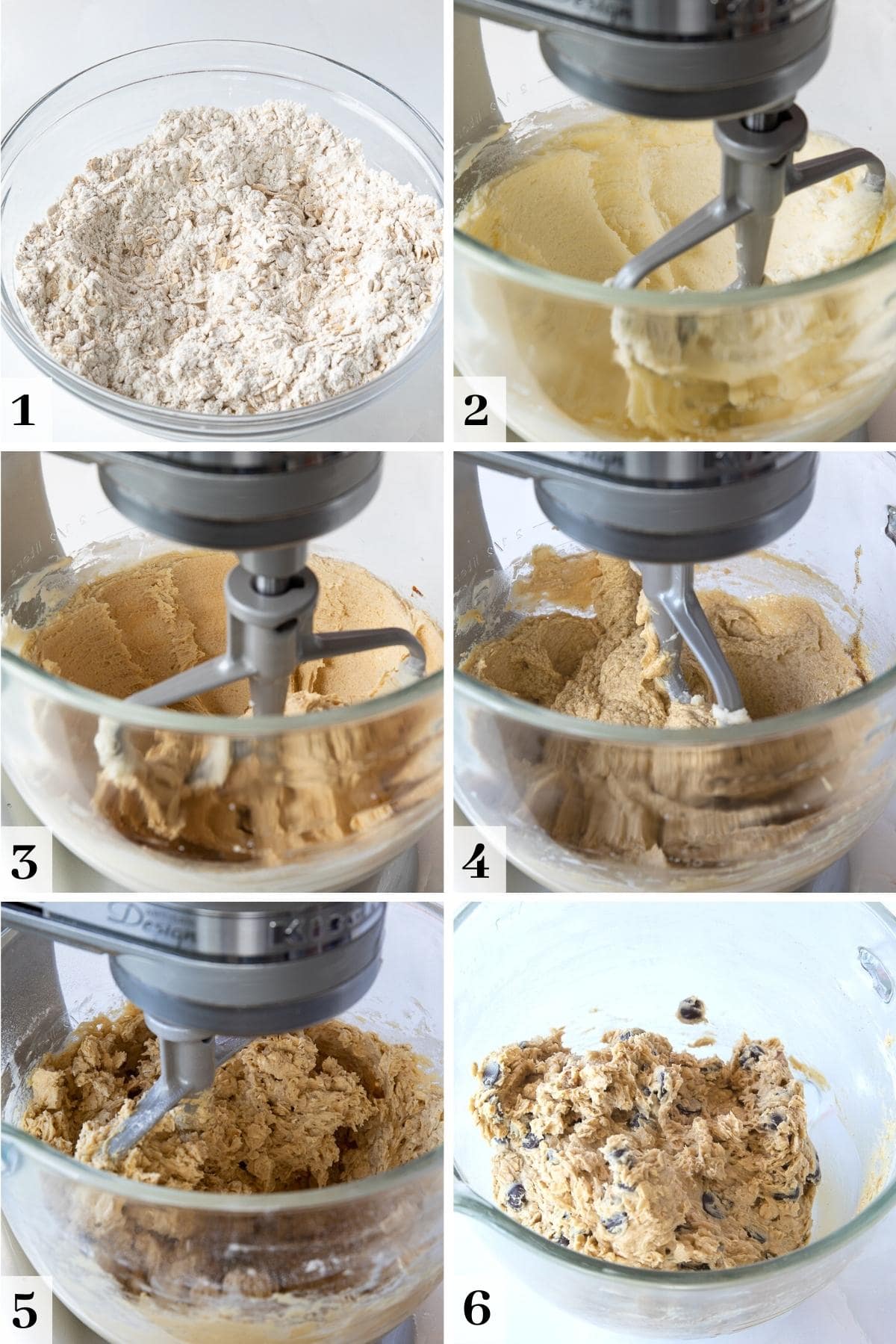 process of making oatmeal walnut chocolate chip cookie dough