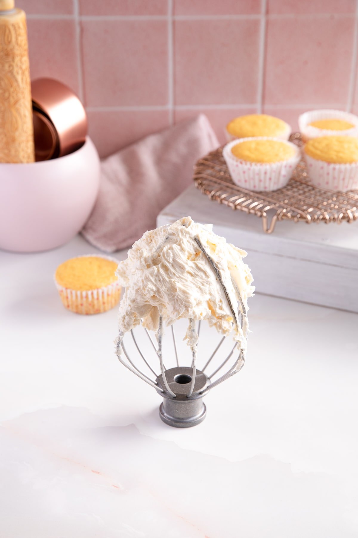 Sweetened Condensed Milk Frosting on whisk