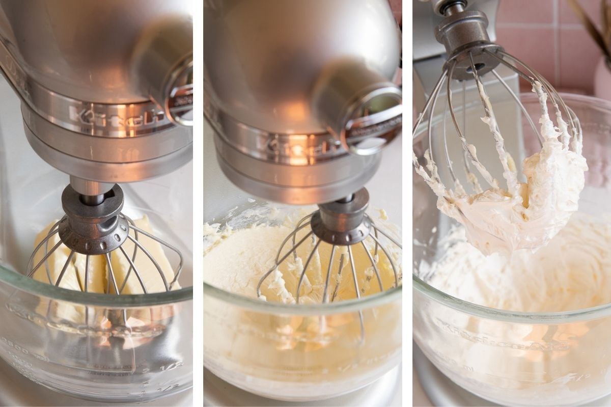 whipping butter in standing mixer.