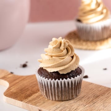 coffee buttercream on cupcake up close