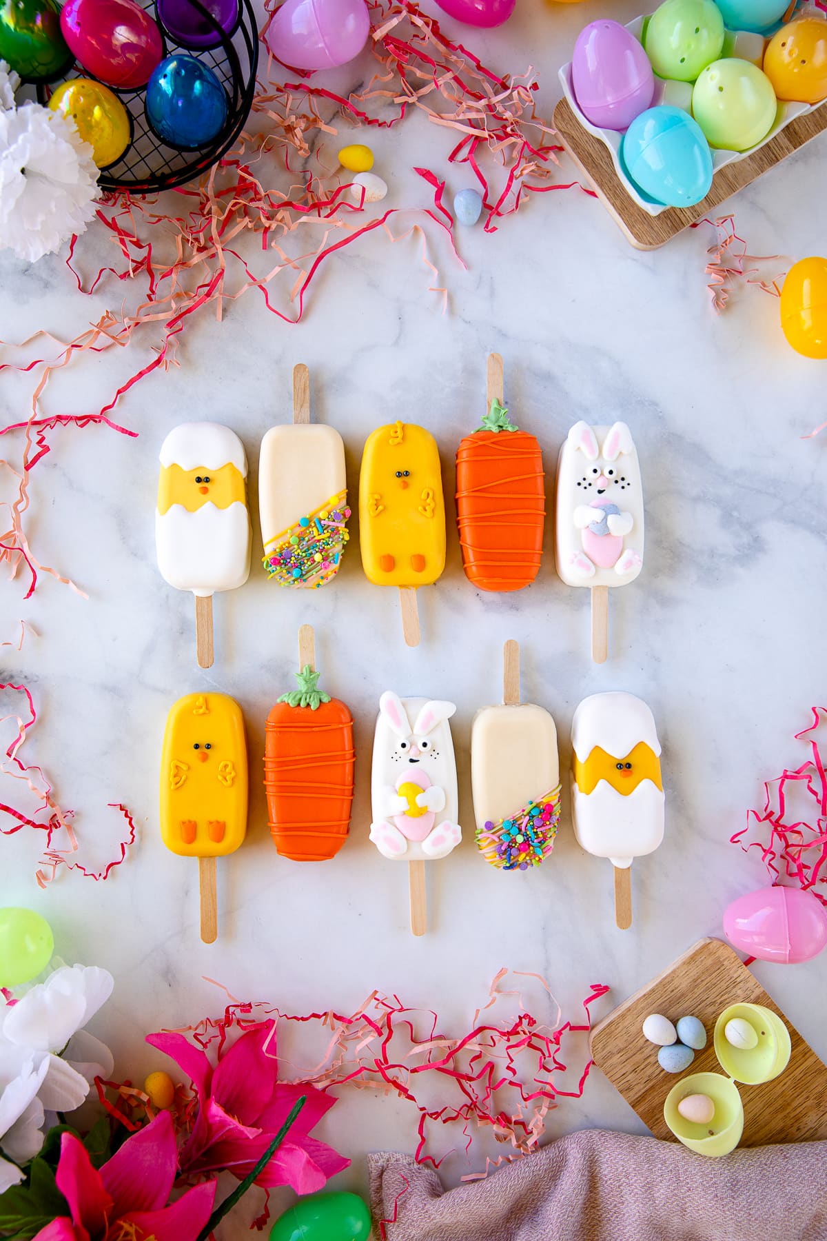 easter cakesicles lined up