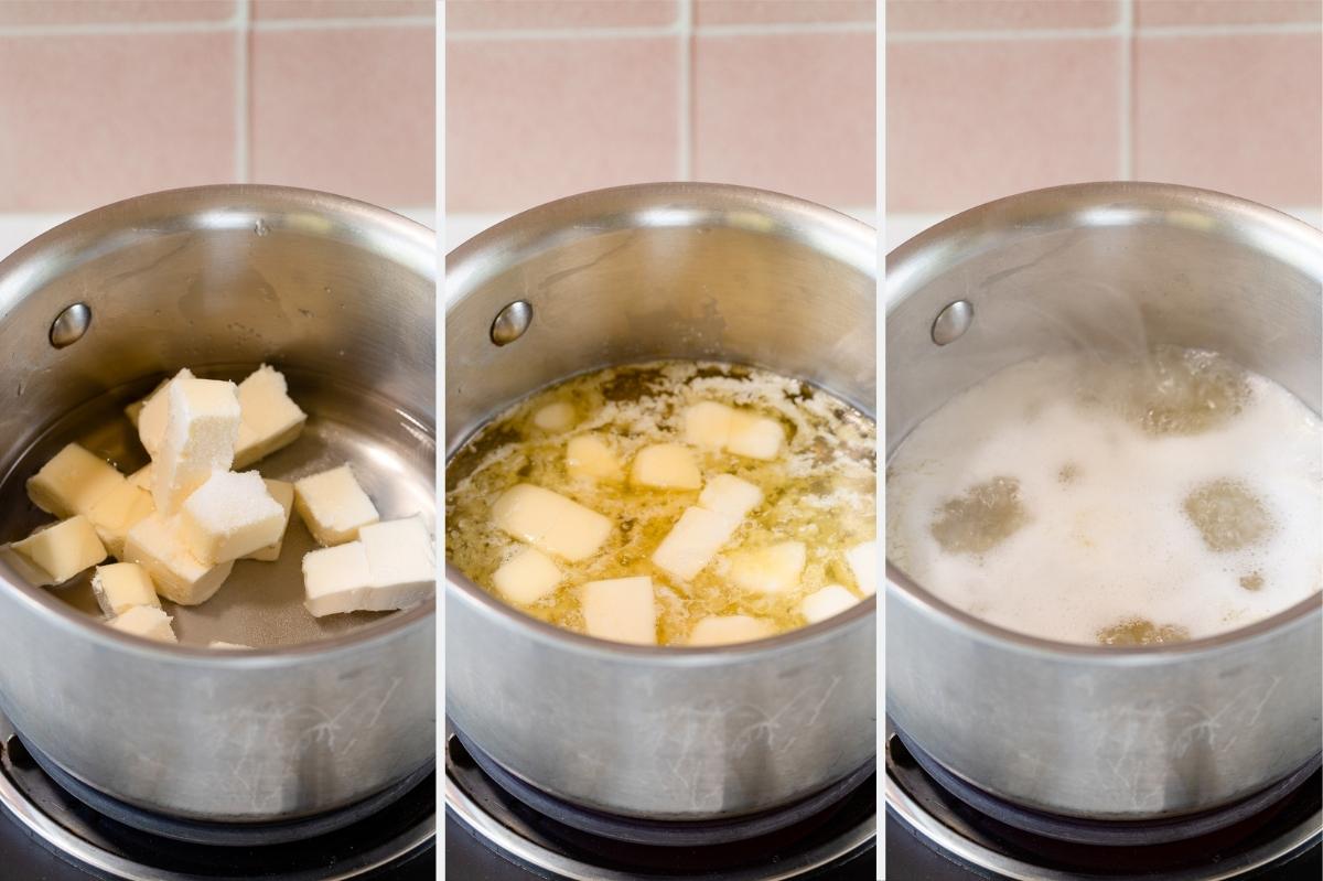 melting butter and water in medium saucepan. 