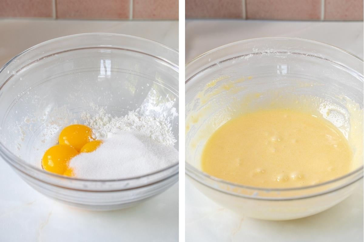 mixing eggs sugar and cornstarch