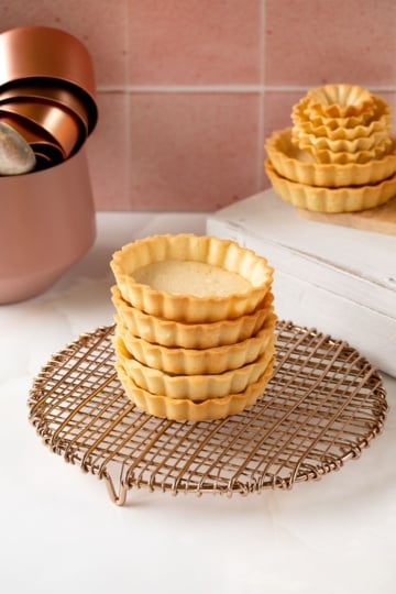 mini tart shells stacked