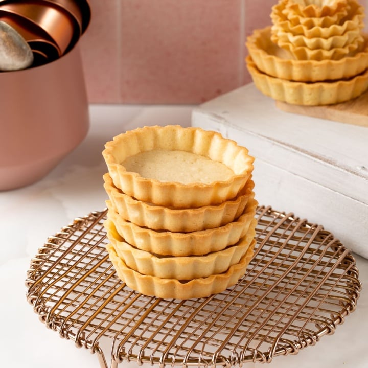 mini tart shells stacked