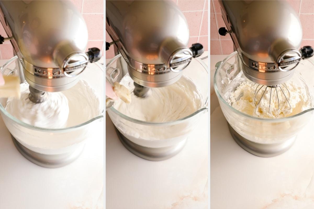 adding butter to Italian meringue.
