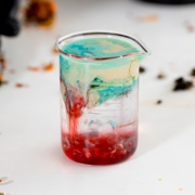 alien brain shot in shot glass up close.