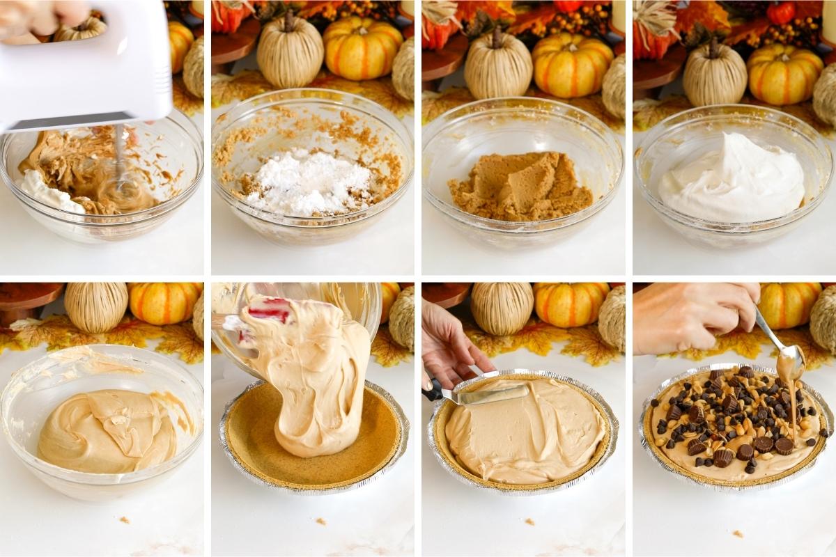 no bake peanut butter pie process.