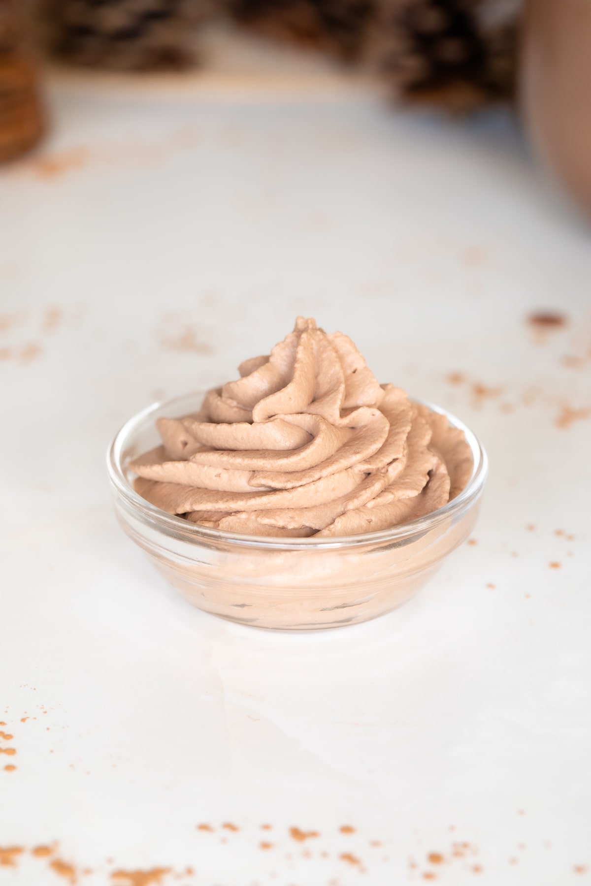 chocolate whipped cream in bowl.