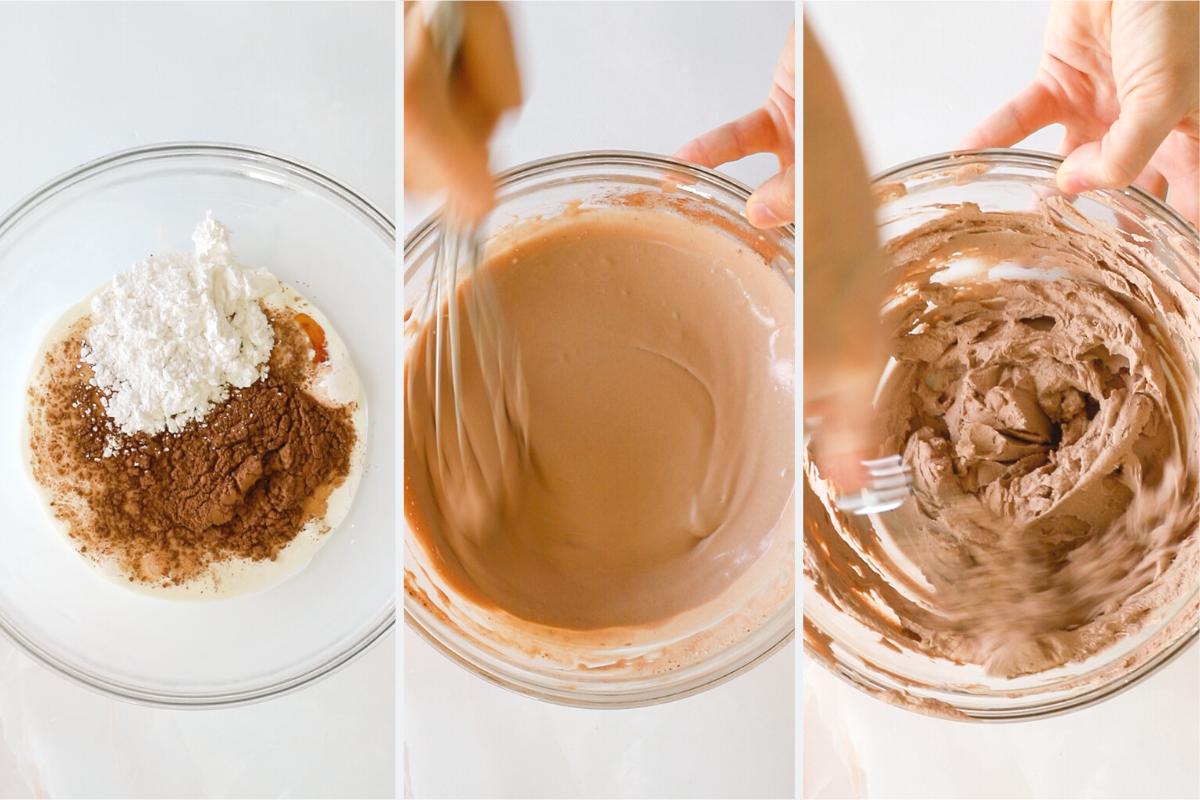 process of making chocolate whipped cream. 