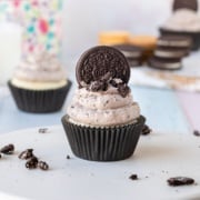 Oreo buttercream frosting on cupcake.