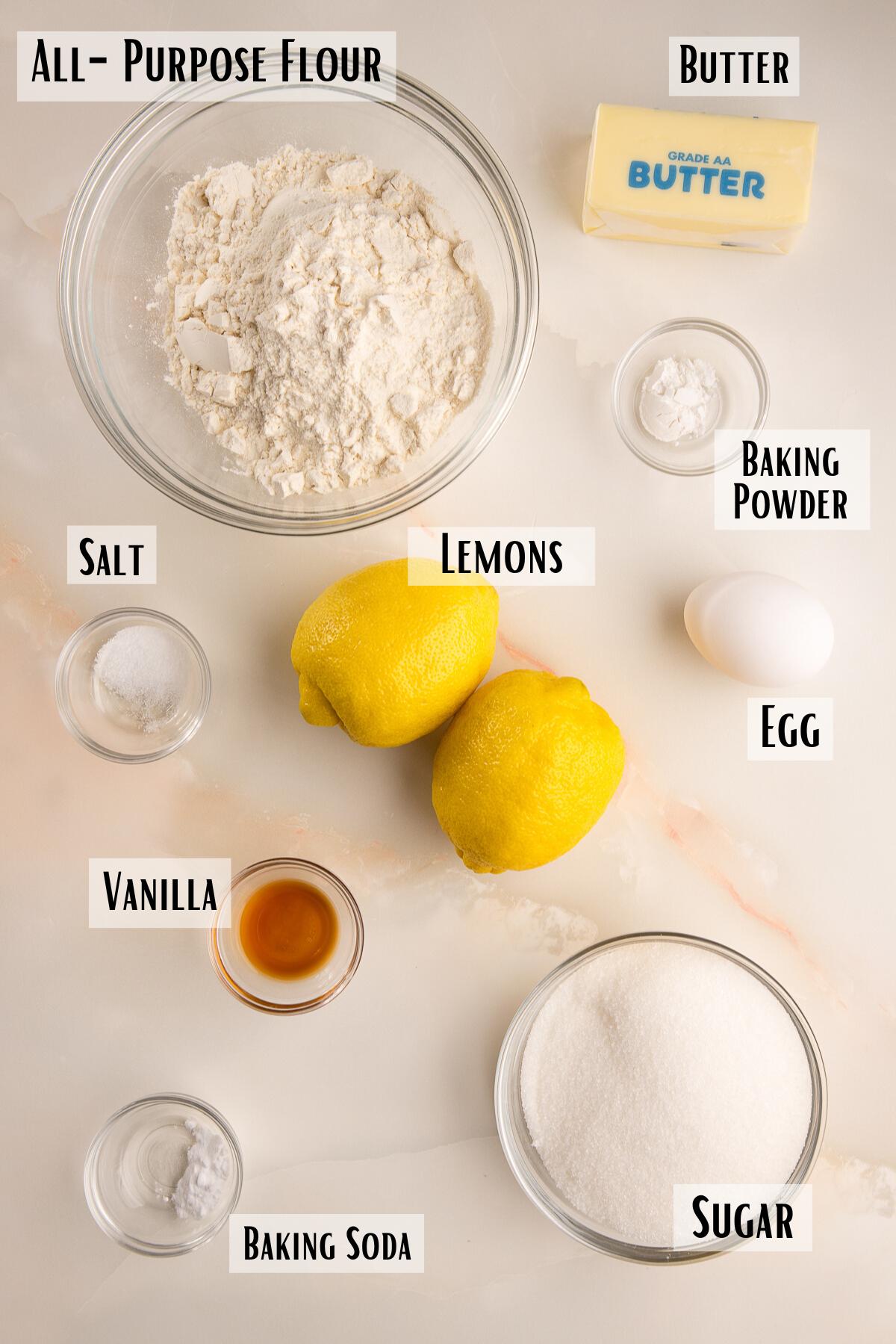 soft lemon sugar cookie ingredients.
