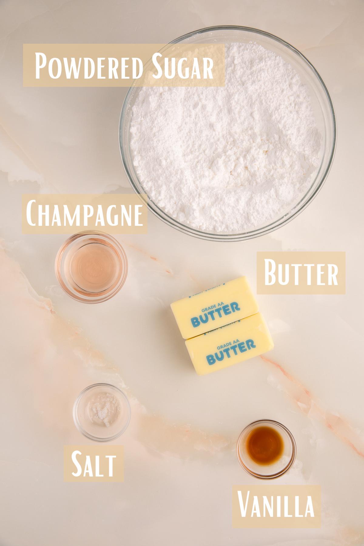 champagne buttercream frosting ingredients. 