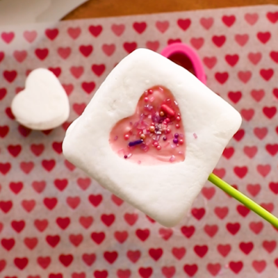 marshmallow heart pop on a skewer.