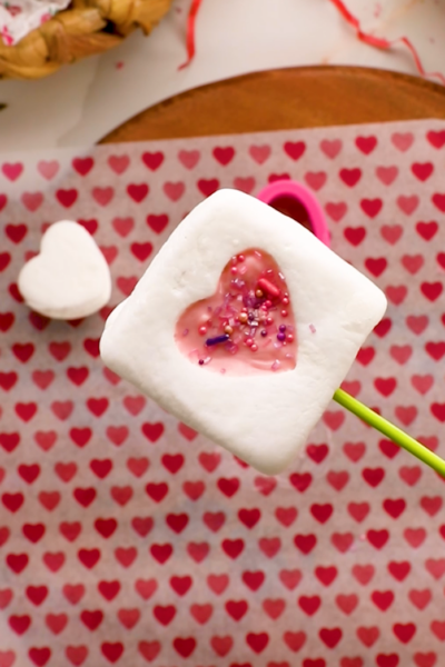 marshmallow heart pop on a skewer.