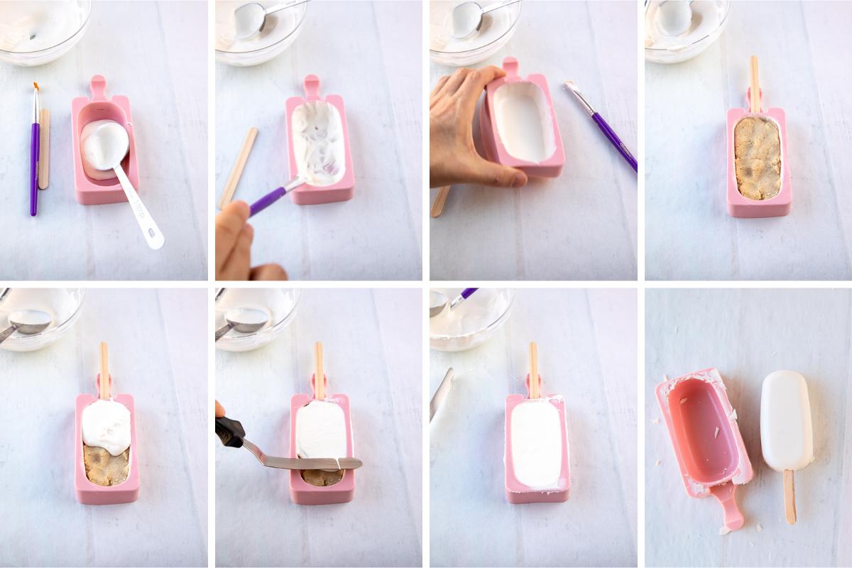 process of making cakesicles.