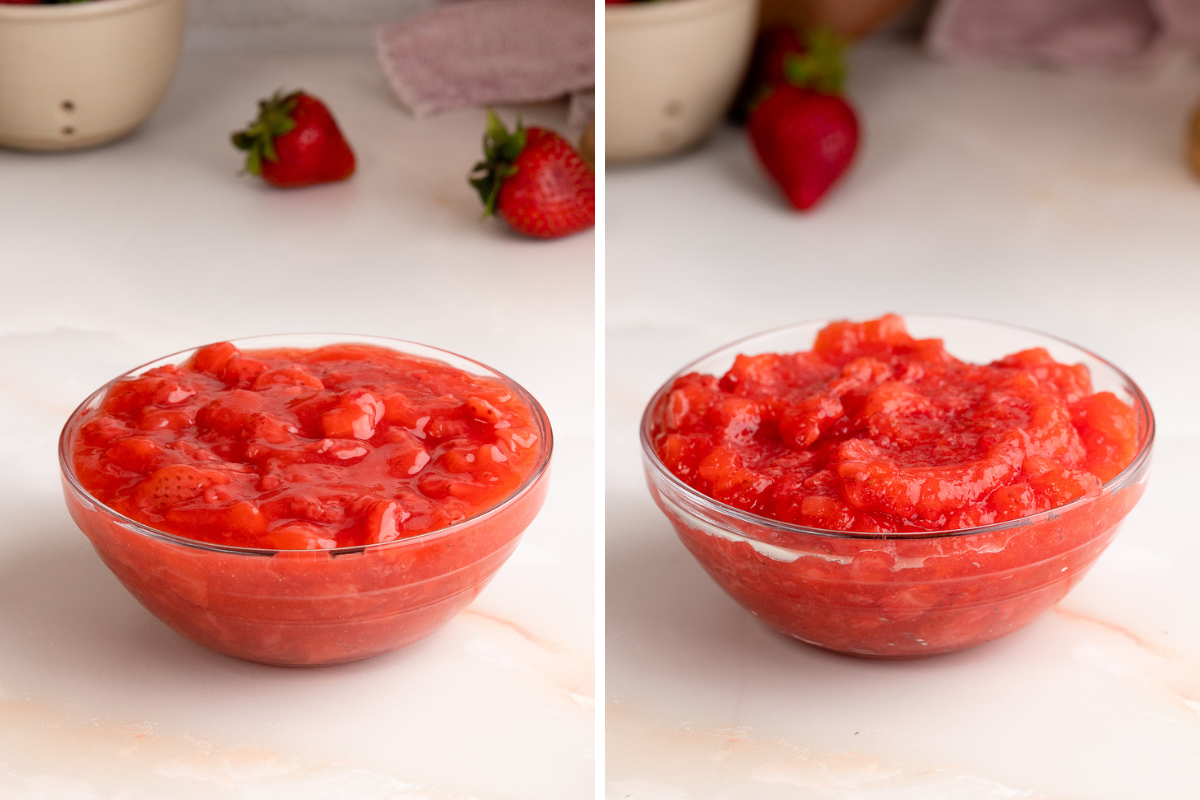 strawberry cake filling fresh and chilled.