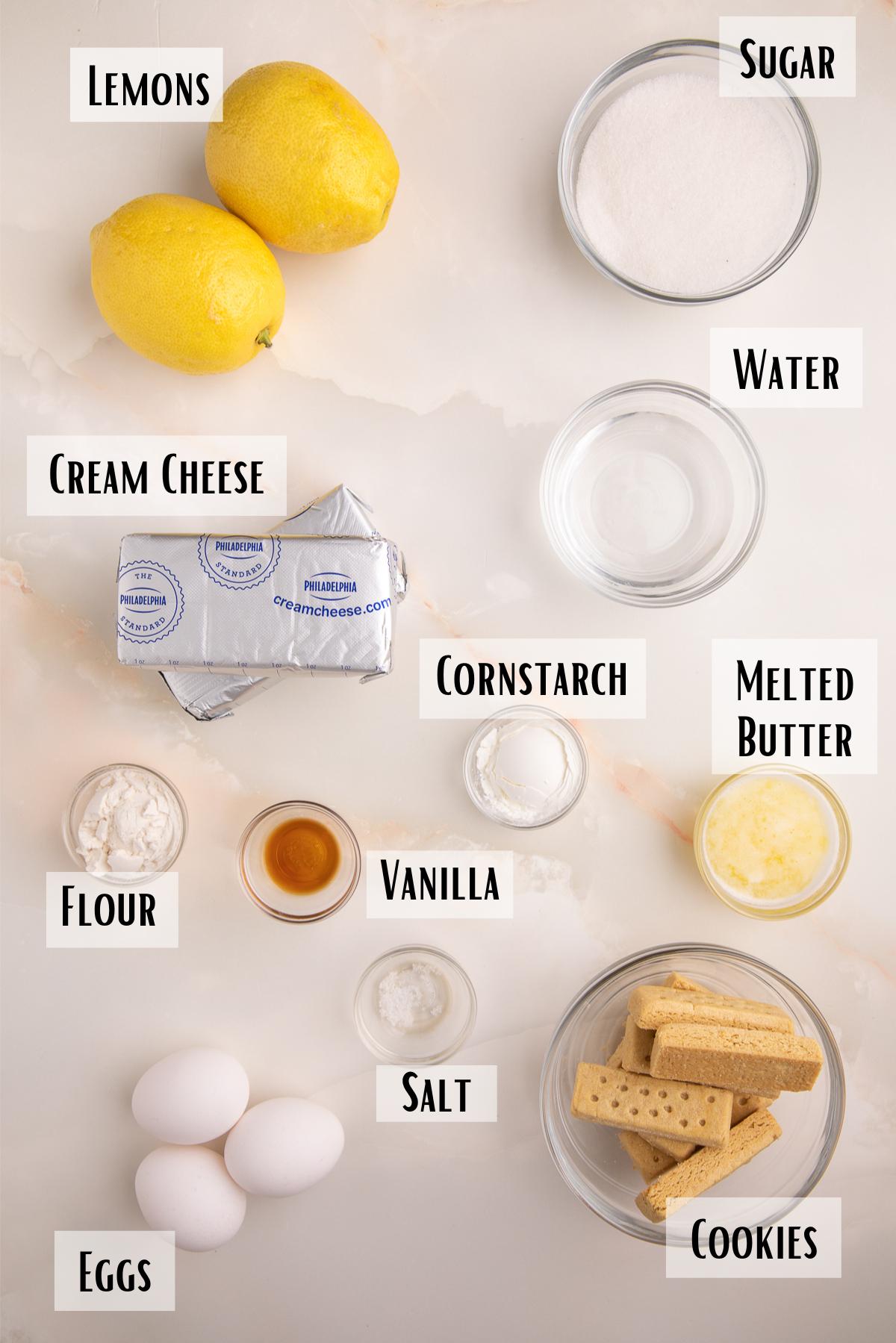 lemon cheesecake squares ingredients.