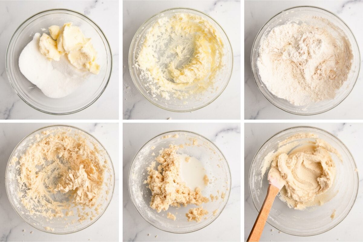 process of making edible sugar cookie dough.