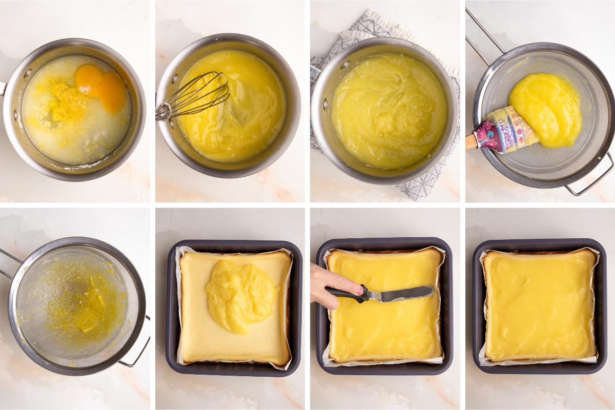 making lemon curd topping. 