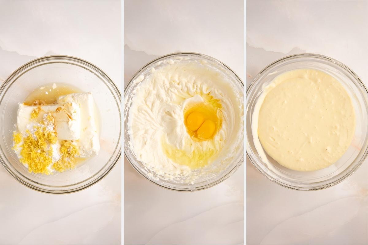 making lemon cheesecake filling.
