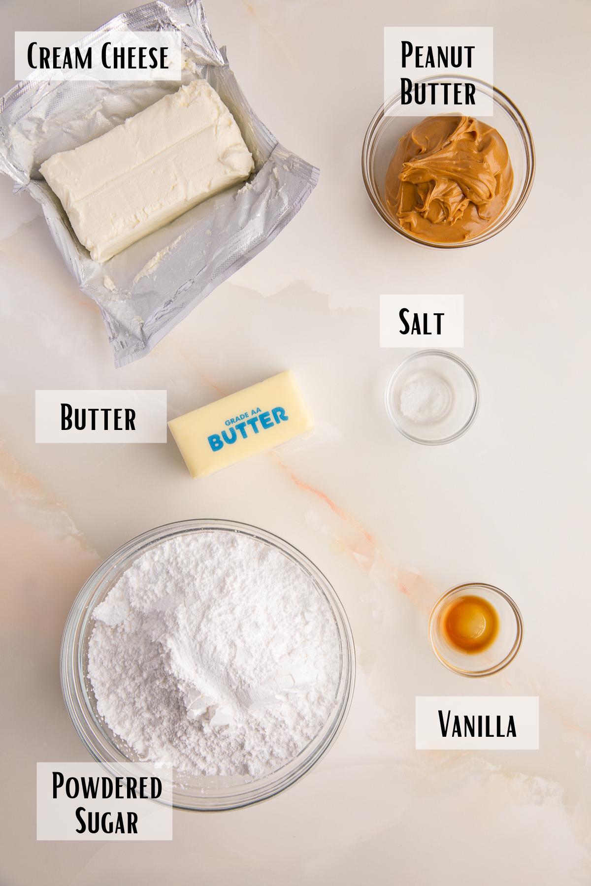 peanut butter cream cheese frosting ingredients.